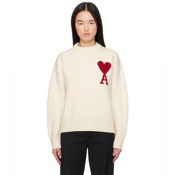 Ami Paris off white AMI DE COEUR SWEATER - Picture 1 of 9